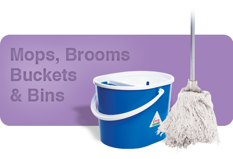 Mops, Brooms, Buckets & Bins